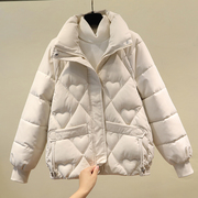 羽绒棉服女短款2023冬季棉，衣女小个子宽松加厚立领，棉袄外套潮