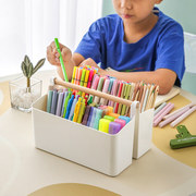 马克笔收纳盒大容量笔筒书桌面儿童，画笔水彩笔，铅笔文具桶笔架手提