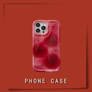 小众复古红色玫瑰花适用iPhone13pro苹果12手机壳ip11硅胶全包保护条max超薄防摔个性pm高级感女款软壳5g