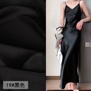 纯黑色光泽感醋酸缎，面料连衣裙睡衣吊带裙，设计仿真丝绸缎服装布料