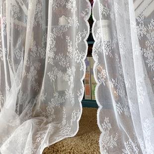 韩式蕾丝窗纱成品，美式田园窗帘窗纱白纱客厅阳台，厨房飘窗穿杆帘