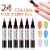 跨境24色指甲油彩绘笔，3d画花笔描甲点花笔水性无味指甲油笔