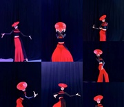 红色花腰斗笠帽子傣族少数民族舞蹈表演舞台服饰傣族花腰姑娘舞蹈