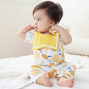 小米米新年夏装婴儿短袖连体衣宝宝，爬服凉感哈衣带(哈衣带)围兜包屁衣