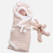 婴儿初生宝宝抱被新生儿秋冬季毛毯冬款加厚襁褓羊羔绒包被防惊跳