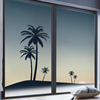 直供夏威夷风情装饰玻璃门窗贴纸防走光装饰天空风景窗花贴膜静电
