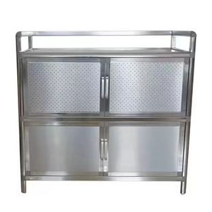 橱柜不锈钢收纳柜子储物柜多功能铝合金厨房置物架小型家用放碗柜