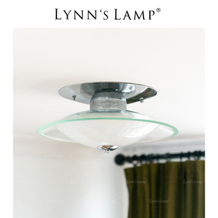 lynn's立意复古玻璃吸顶灯，卧室书房包豪斯中古led圆形入户走廊