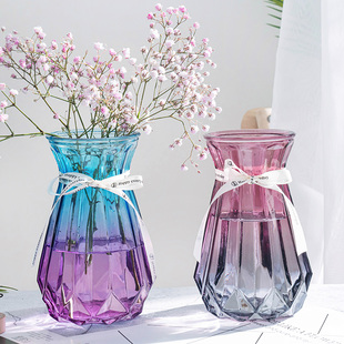 欧式创意玻璃花瓶透明满天星，干花网红花瓶，家用插花客厅装饰摆件