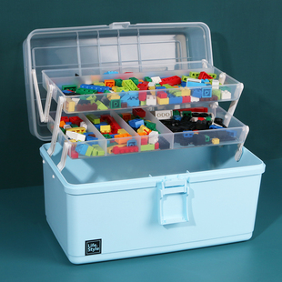 乐高收纳盒儿童积木玩具，分类盒子小颗粒零件分，格透明防尘整理箱