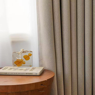 雪尼尔提花窗帘客厅卧室成品定制加厚遮光挡风咖啡色柔软手感舒适