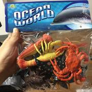 。龙虾仿真玩具海洋生物鱼缸装饰宝宝鱼硅胶塑料海星章鱼动物