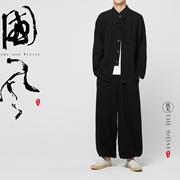 春季中国风男装亚麻长袖，衬衫外套立领盘扣，棉麻上衣中式设计师服装