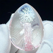 天然白水晶(白水晶)包裹透体粉色系电气石矿物，碧玺奇石饰品项链挂件吊坠
