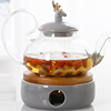 北欧风陶瓷玻璃花茶具套装英式煮水果花茶壶下午茶茶具蜡烛可加热