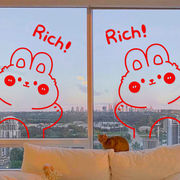 2023新年快乐橱窗布置贴纸图兔年玻璃，窗花春节客厅装饰贴画墙贴纸