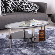 椭圆形简易钢化玻璃茶几简约现代小户型家用客厅沙发旁边创意矮桌