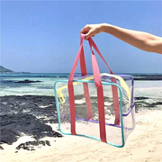 韩国ins度假旅游沙滩包透明(包透明)果冻，包大容量手提袋游泳防水收纳包