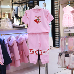 French cat法猫女童运动套装24春韩国儿童甜美T恤+长裤两件套