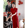 中式旗袍敬酒服2024新娘，回门红色订婚礼服，女秀禾服出阁服嫁衣