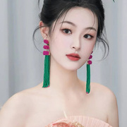 穿旗袍配的耳饰新中式国风结婚耳坠订婚新娘敬酒服秀禾耳环绿色
