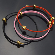 可调节串珠钢丝绳防水可穿珠细手绳手链穿硬金黄金金珠转运珠红绳