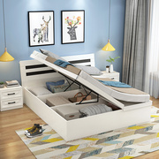 北欧双人床1.5米1.8米板式床储物高箱床气动婚床简约侧开床榻榻米