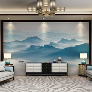 新中式电视背景墙抽象意境，水墨山水画墙纸客厅，壁纸茶室墙家用壁画