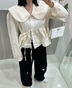 首尔直邮韩国东大门24春款VIRKIN优雅气质甜美系结腰娃娃衬衫