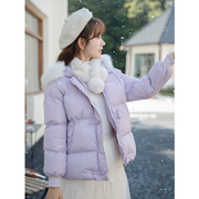 冬天小个子浅紫色羽绒服女2023年冬季派克棉服，棉衣外套奶fufu