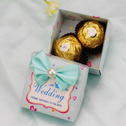 费列罗巧克力喜糖成品，2粒西式蒂芙尼兰方盒婚礼糖盒含糖