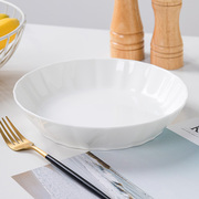 纯白骨瓷窝盘家用日式盘子碟陶瓷汤盘餐具烤箱用创意菜盘深盘