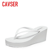 CAVSER夏季女夹脚高跟防水台人字拖厚底凉拖鞋沙滩鞋增高凉拖鞋