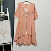 中国民族风女装汉服裙改良小个子古装日常可穿气质印花连衣裙0222