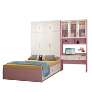 榻榻米床衣柜一体，连书桌组合小户型儿童房，1.2米1.5米多功能储物床