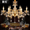 奥灯欧式全铜吊灯蜡烛水晶，吊灯客厅卧室餐厅，复古铜色卧室灯具1733