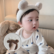 ins秋冬款韩国婴儿可爱熊耳朵毛绒发带男女宝宝百搭保暖发饰头饰
