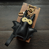 MR夹子小蝙蝠真皮手工制作车钥匙包包挂件可爱万圣节简约黑色
