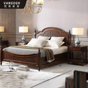 美式乡村全实木双人床复古实木床主卧欧式婚床小户型1.5米床1.2米