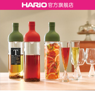 HARIO进口冷水壶耐热玻璃过滤网创意红酒瓶冷泡茶壶FIB