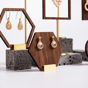 耳环架子展示架店铺耳钉，板创意轻奢胡桃木饰品，陈列道具木质首