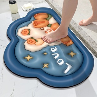 卫生间厕所门口地垫3D硅藻泥吸水软垫浴室防滑速干脚垫子厨房地毯