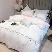 韩式床上用品四件套全棉纯棉被套，床单白色公主，少女三件套被单春秋