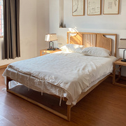新中式实木床卧室双人床1.8米1.5米1.2米床民宿酒店家用榆木床