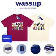 WASSUP国风潮牌动画联名史努比夏季短袖纯棉T恤男女情侣宽松上衣