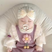 2024婴儿帽子0-6个月宝宝薄款新生儿帽子胎帽 彩色蝴蝶结印度帽7