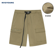 NVG·YOUNG意大利小帆船休闲针织中裤男士绿色运动短裤夏季五分裤