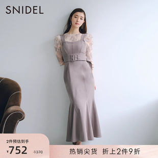 snidel春夏甜酷显瘦高腰，背带腰带鱼尾连衣裙swfo221044