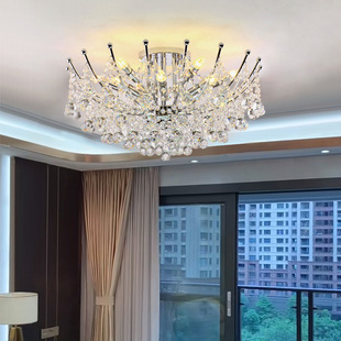 欧式客厅水晶灯具 豪华大气圆形LED吸顶灯饰 美式聚宝盆别墅大灯