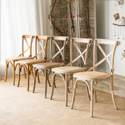 木椅子靠背椅实木法式复古椅子家用经济型，橡木椅子美式餐椅叉背椅